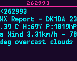 A received weather-report message from a BrandMeister service